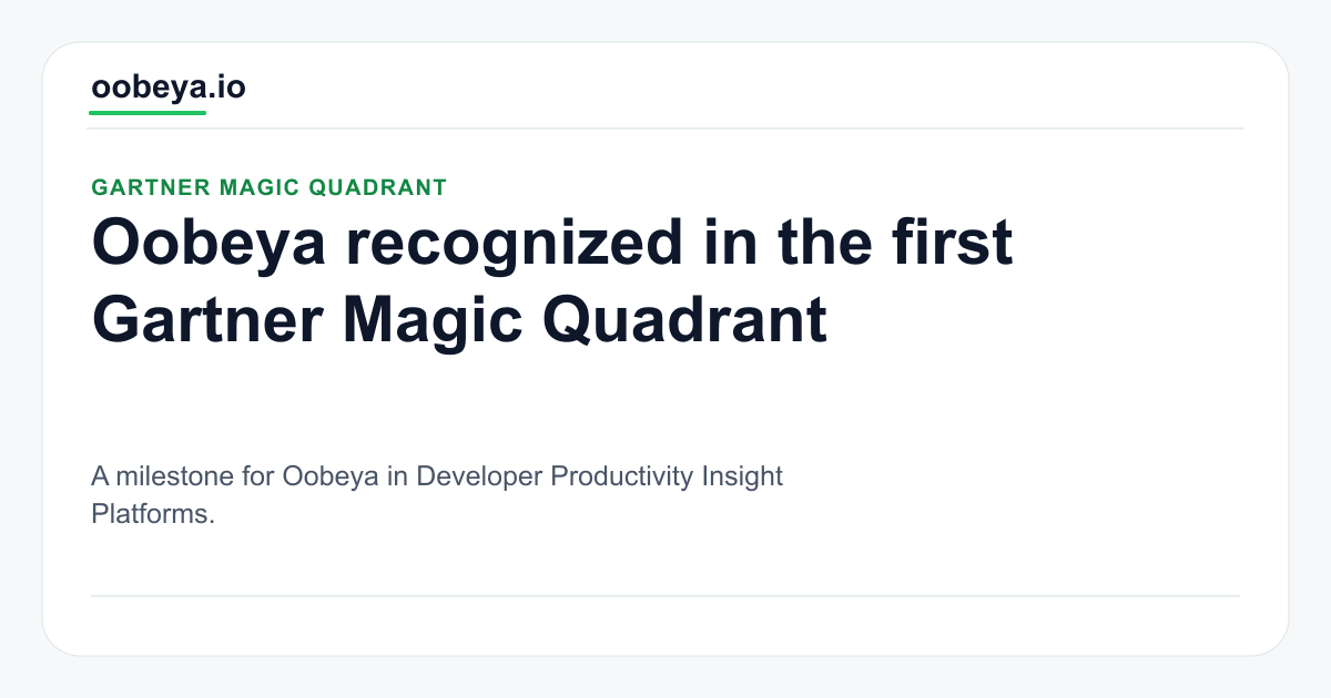 Oobeya Recognized in the First Gartner Magic Quadrant for Developer Productivity Insight Platforms